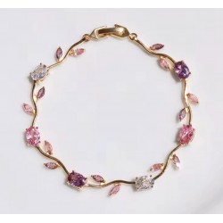 Pulsera Floral Dorada con...