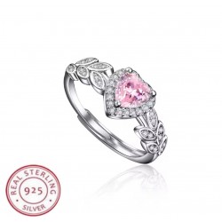 Anillo Corazón Rosa Plata...
