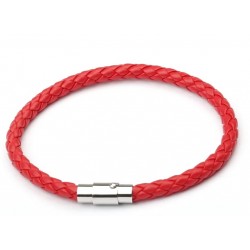 Pulsera Cuero Trenzada Roja...